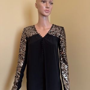 BCBGMAXAZRIA Sequin Sleeve Top Size S